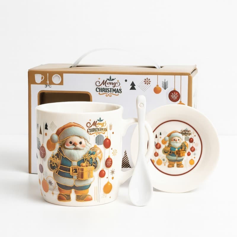 KUBEK ŚWIĄTECZNY - zestaw w pudełku z zaparzaczem i łyżeczką 350 ml
